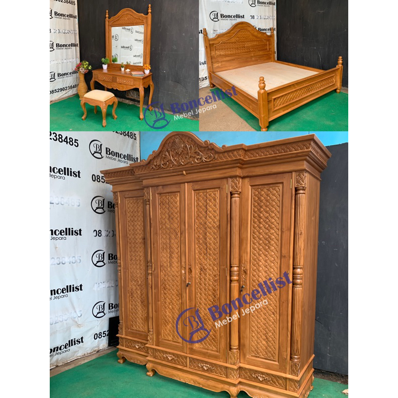 set kamar tidur SULTAN kayu jati mebel jepara
