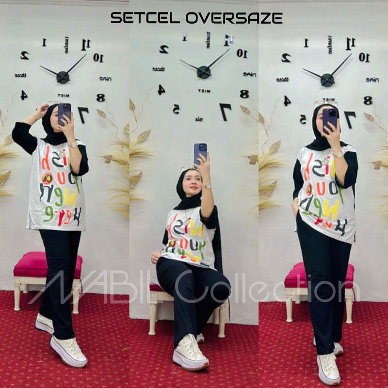 SETELAN WANITA BY NABIL WISH PUTIH // SETCEL KAOS IMPORT PREMIUM KEKINIAN