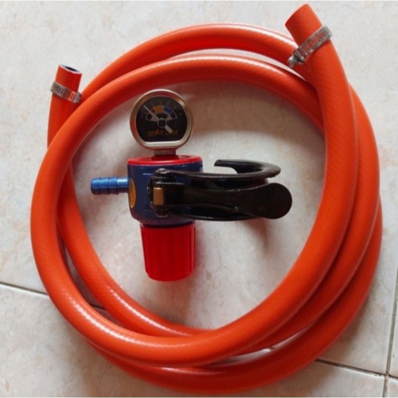 SELANG  2 METER  + 2 KLEM  Starcam, Regulator Gas  HP  High Pressure  SC 112TM  Tekanan Tinggi