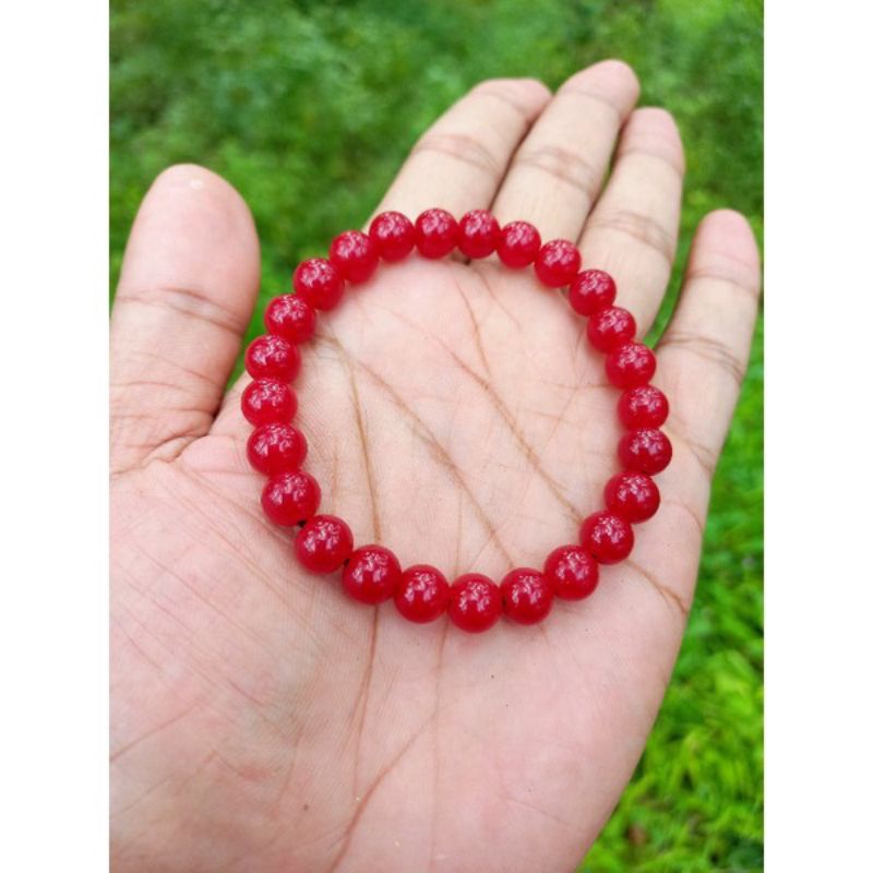 Gelang giok merah 8mm asli giok aceh