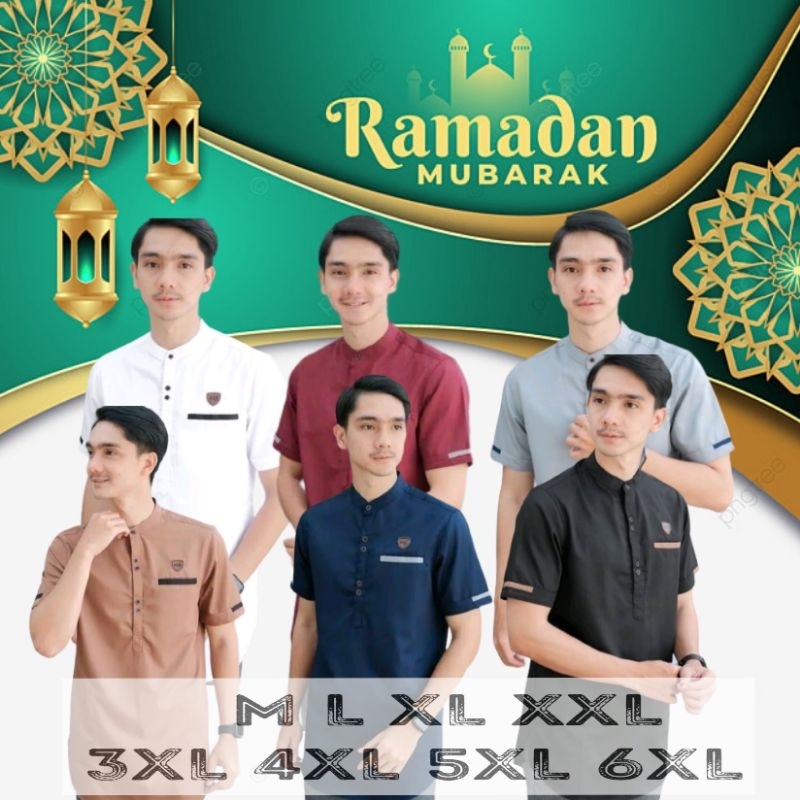 Baju Koko Kurta Dewasa Lengan Pendek Material Catton  Adem Serap Keringat