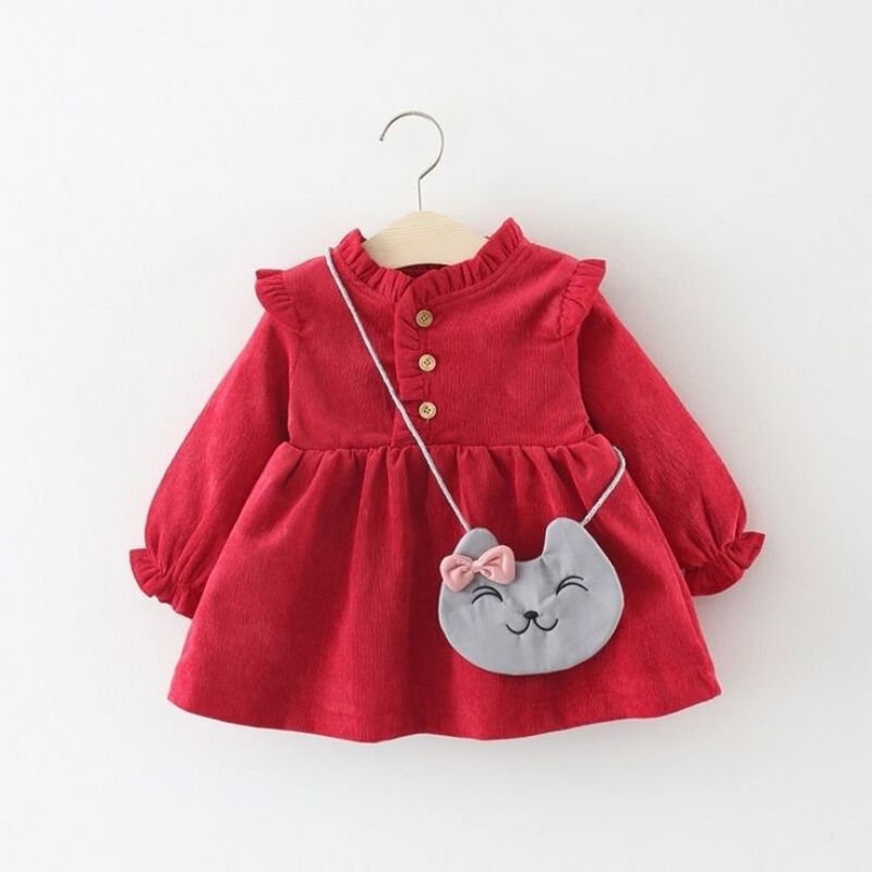 Gamis Baby Elsa Ruffle Shirt Dress 12-24 Bulan Premium