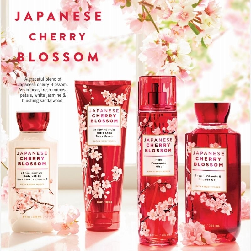 BATH &amp; BODY WORKS BBW JAPANESE CHERRY BLOSSOM SERIES BODY MIST CREAM LOTION SHOWER GEL SHOWER GEL BODY CREAM LOTION MIST WASH WALLFLOWER ROOMSPRAY SCENTPORTABLE GENTLE GEL DEEP CLEANSING GENTLE FOAMING CREAMY LUXE