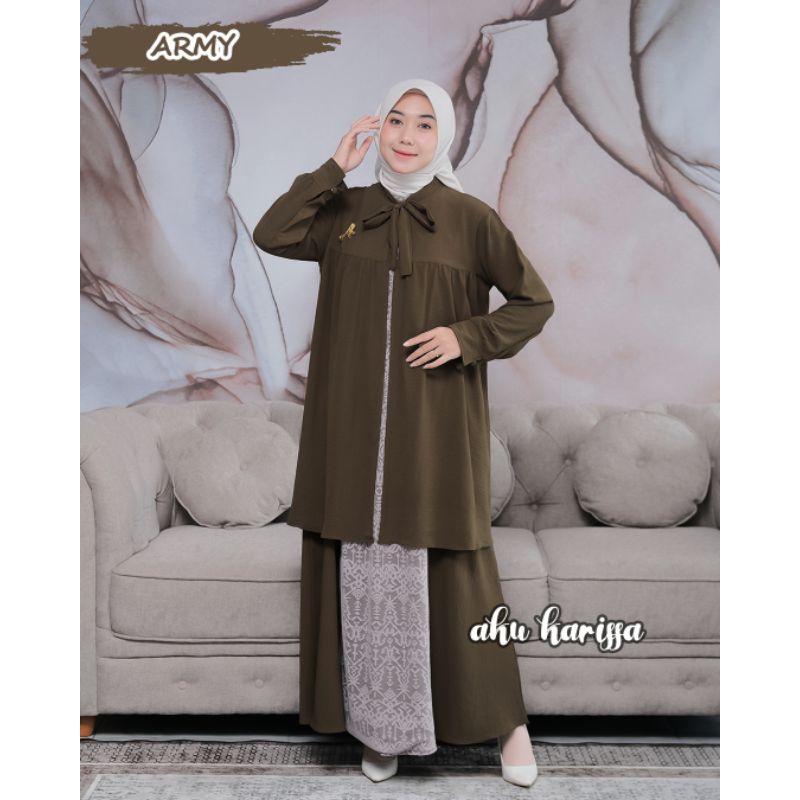 NIVA OUTER ORI AKU KARISSA DRESS KEKINIAN BAHAN CRINGKLE KOMBINASI BRUKAT MALIKA