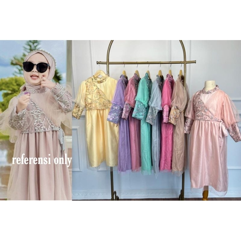 DRESS HAVVA KID, BRUKAT VELVET, GAMIS HIJAB MUSLIM, MAXY DRESS, 3 UKURAN