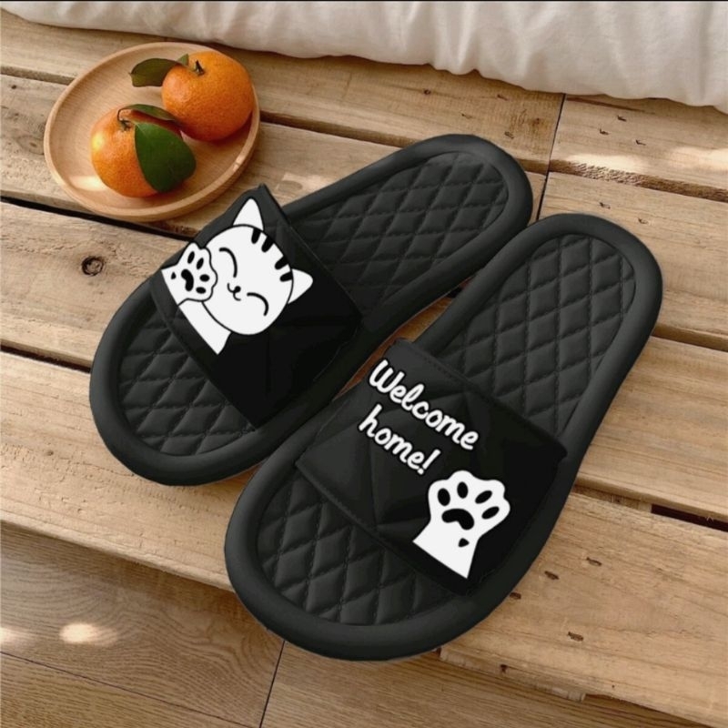 sandal slop wanita sandal kokop cat model embos