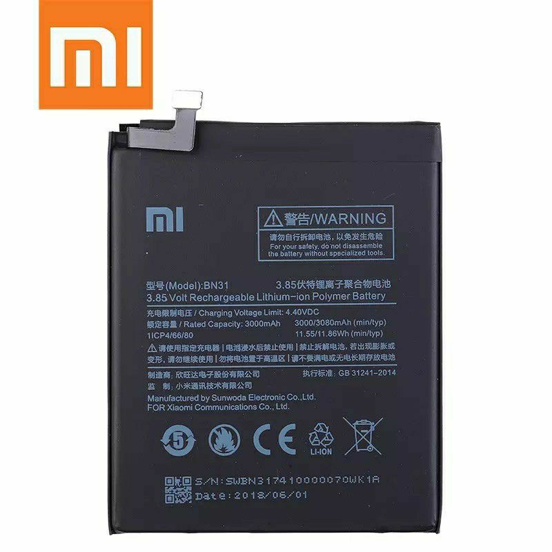 Baterai Battery Xiaomi Redmi BN 31 XIAOMI MI A1 /M15X/REDMI S2 /NOTE 5A NOTE 5A PRO NOTE 5A PREM