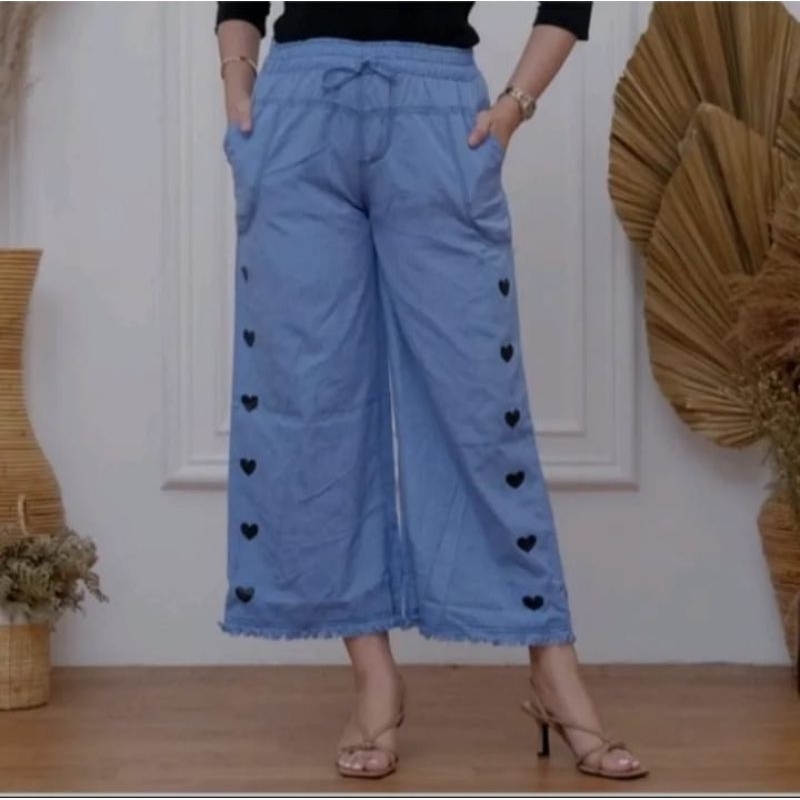 JEANS LOVE DEWASA KULOT LOVE PEREMPUAN KEKINIAN KULOT JEANS LOVE RAWIS CEWEK // kulot jeans love wan