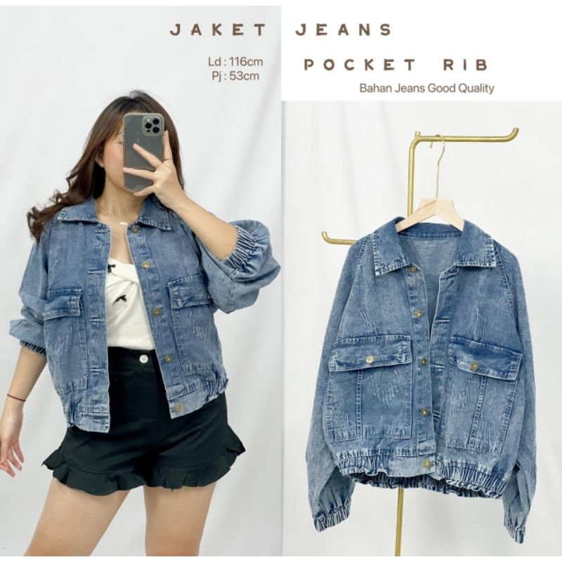 MDLV ~ Jaket Jeans Pocket Rib #936 Good Quality