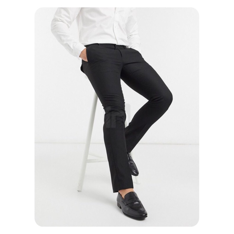 Celana Panjang Bahan Semi Wool Kain Dasar Trousers Formal Kerja Kantor Slimfit Pria