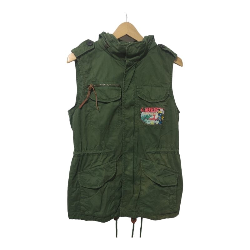 Vtg Whole hauss  smurf  vest hoodie  s 90(minus)