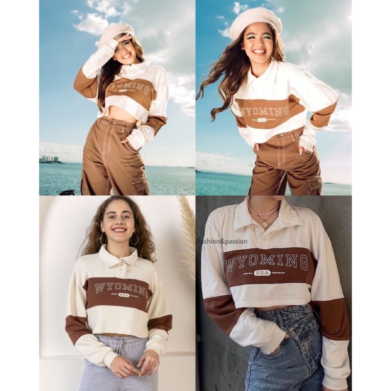 Rugby Cropped Sweatshirt / Atasan wanita