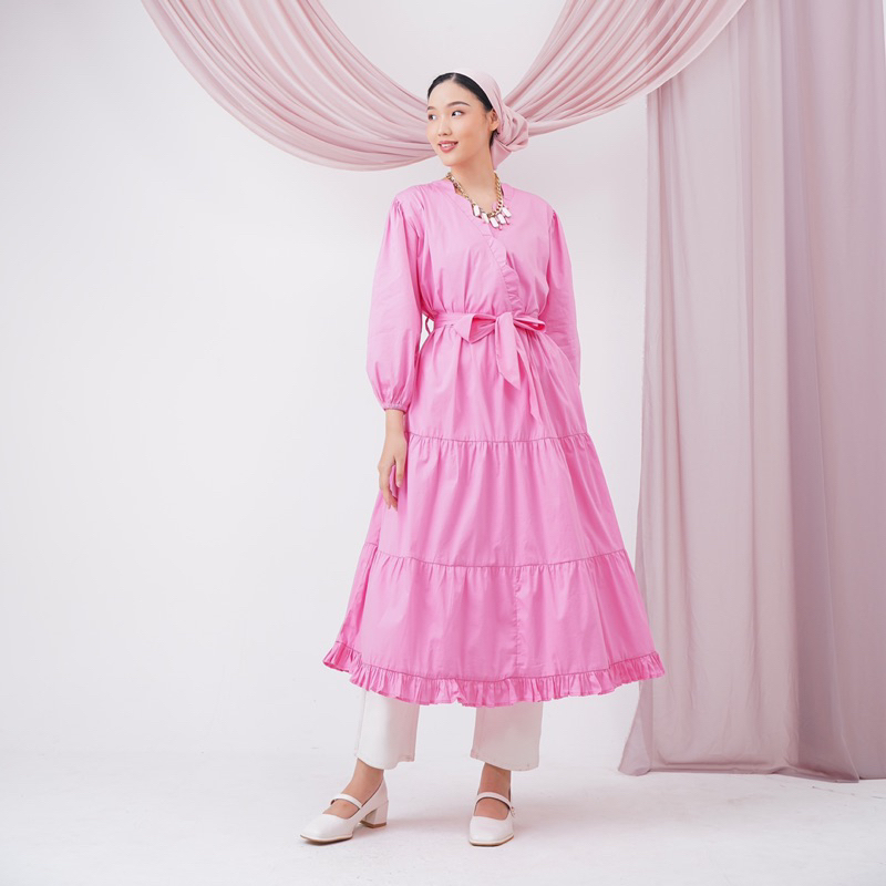 Ichic Nadine Sweet Pink Midi Dress