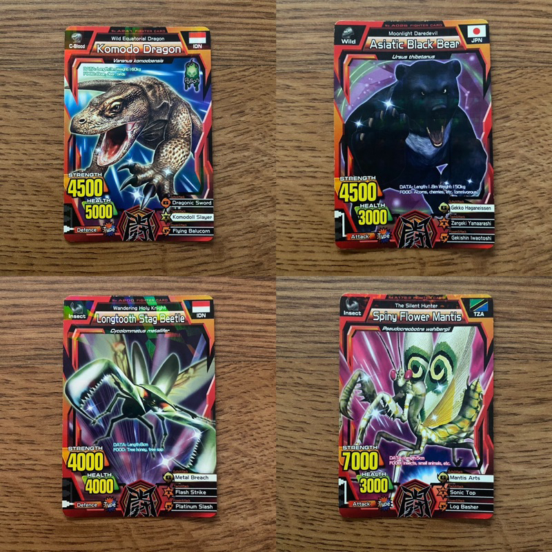 Baru Kartu Mainan Anak Animal Kaiser Fighter Komodo Dragon Bear Beetle Mantis