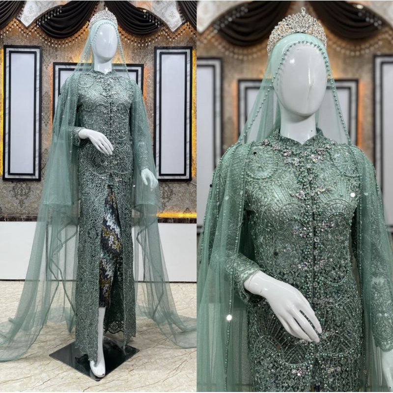 TERBARU// KEBAYA AKAD TUNIK FULL PAYET MEWAH//KEBAYA SEMATA KAKI FULL PAYET MODERN