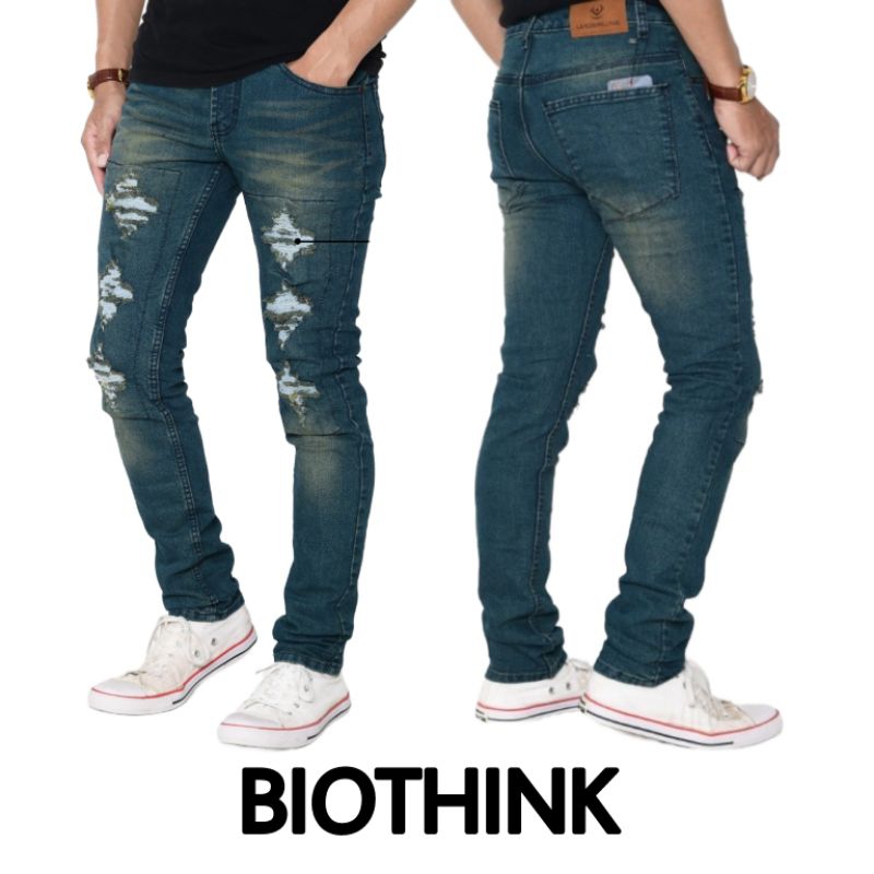 Celana Jeans Pria Biothink sobek Lapis