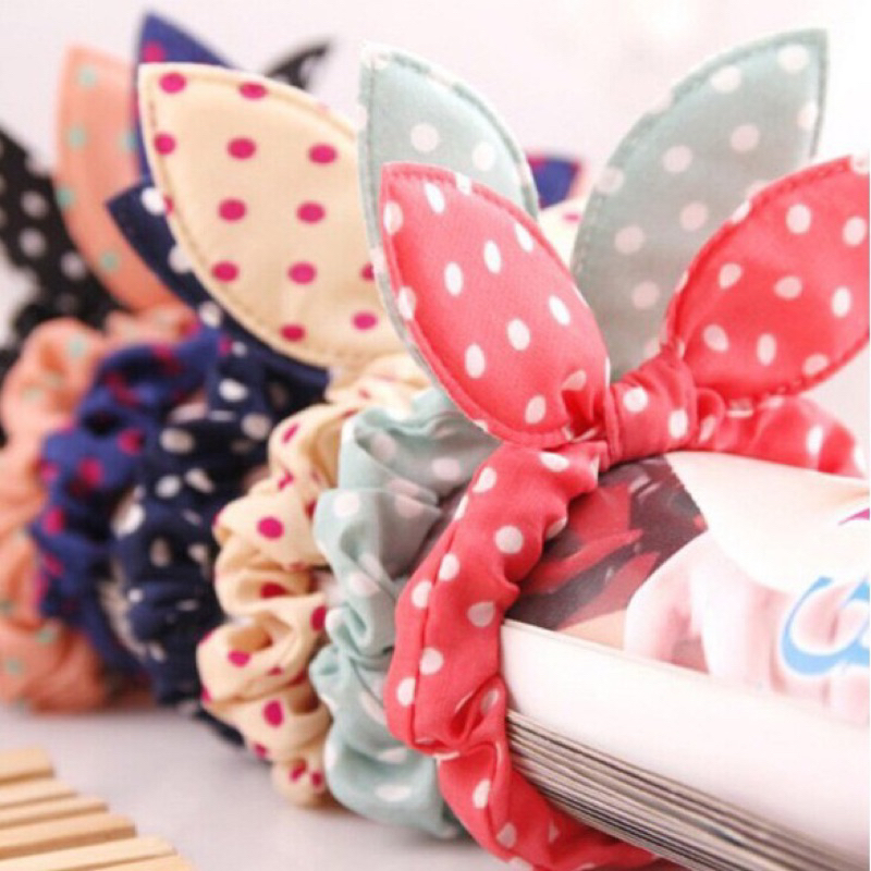 Kunciran Rambut Chibi / Ikat Rambut Model Kelinci / Ikat Rambut Polkadot / Hair Band