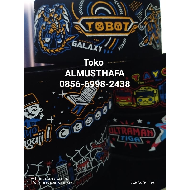 Peci songkok anak karakter tayo, tobot, upin ipin, spiderman, ultraman