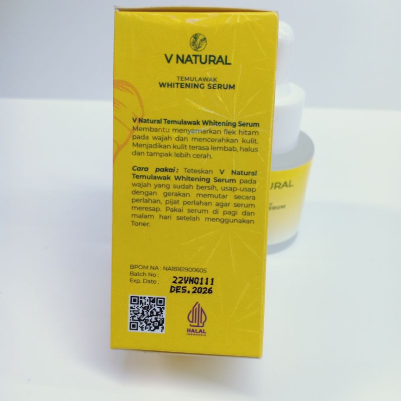 Serum V Natural Temulawak 20ml - Kemasan Baru