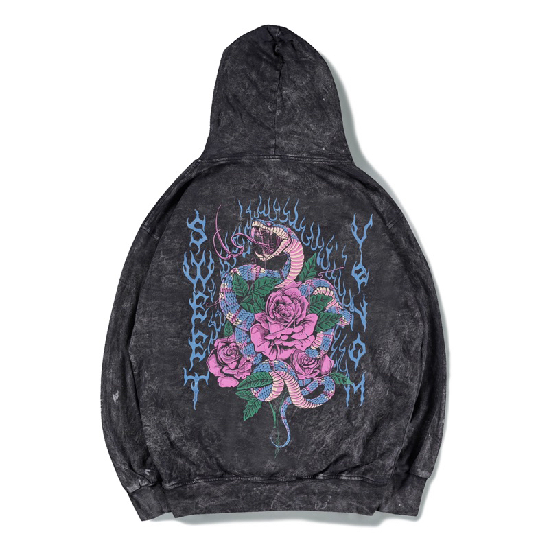 [N01131] Jaket Hoodie Wash Distro Motif // SWEET