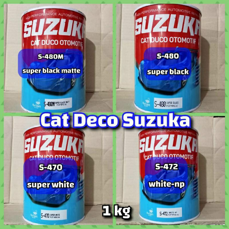 Cat deco SUZUKA 1KG super white black matte hitam putih