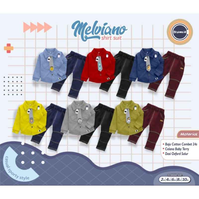 ready siap kirim setelan anak cowok melviano shirt suit by bloom 2-10y