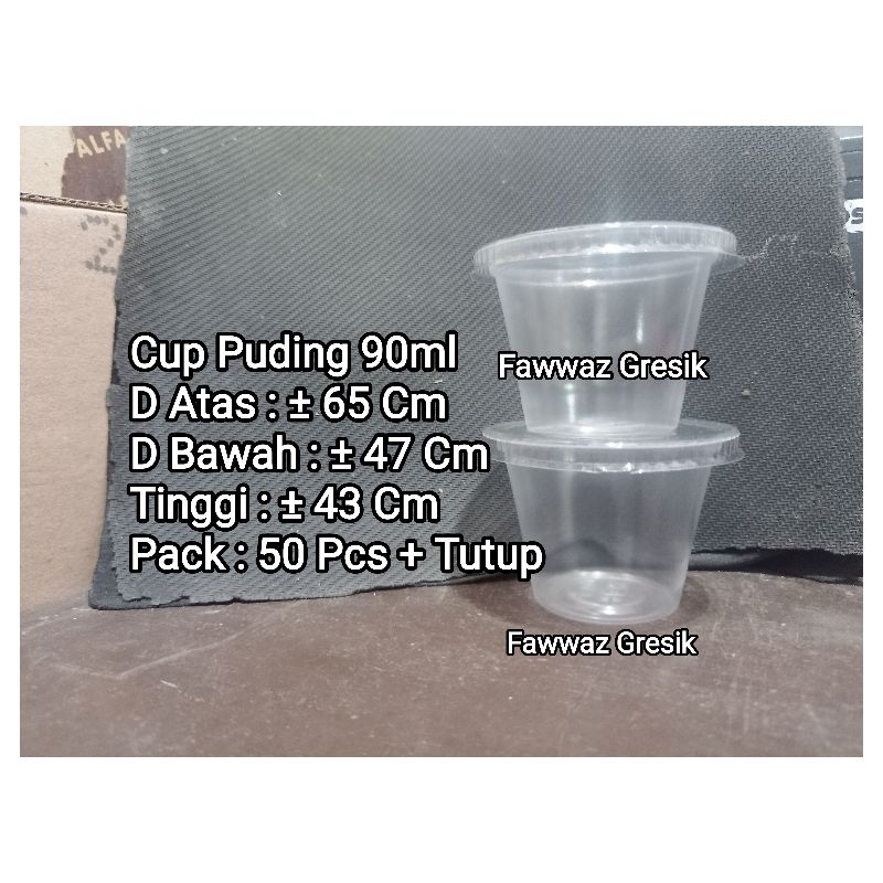 (50 pcs) Gelas Cup puding 90ml + tutup / Gelas Cup Jelly Agar agar Es Krim Cream Saos Sauce Container 90 ml + tutup merk Hok Murah