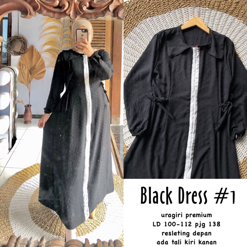 Gamis Hitam Polos crinckle uragiri premium rubiah