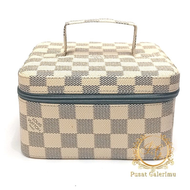 Tas Kosmetik Ms Glow Dan Polos Box MakeUp Elegan Motif Damier Damierpg