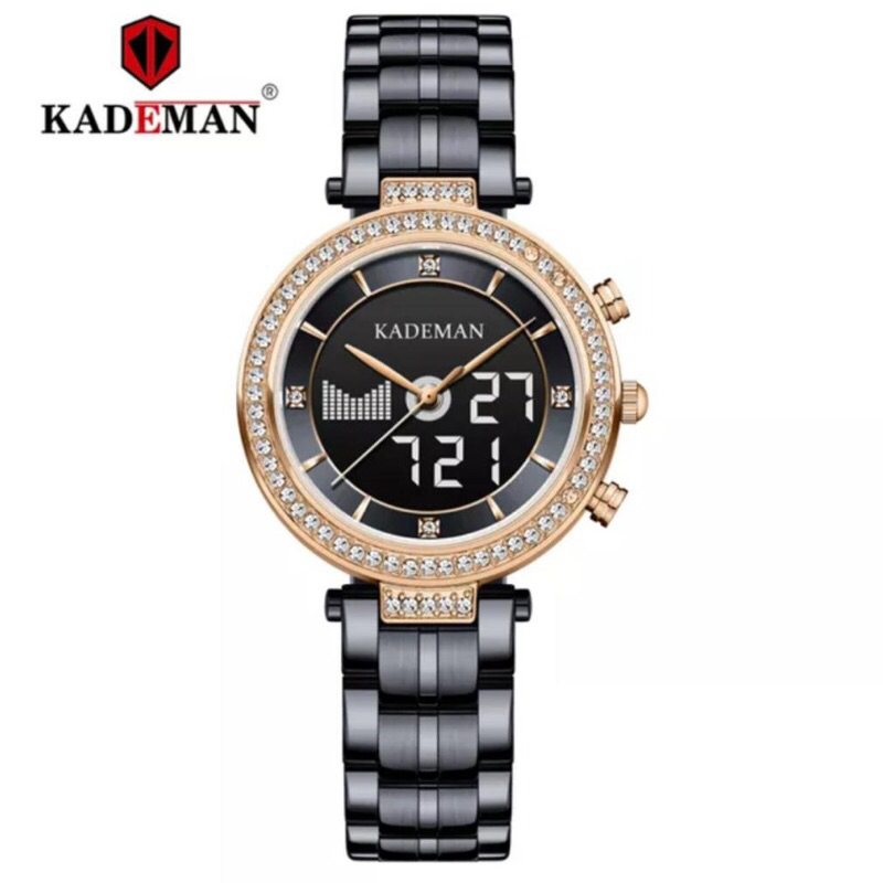 jam tangan kademan wanita K7015L double time Analog-Digital