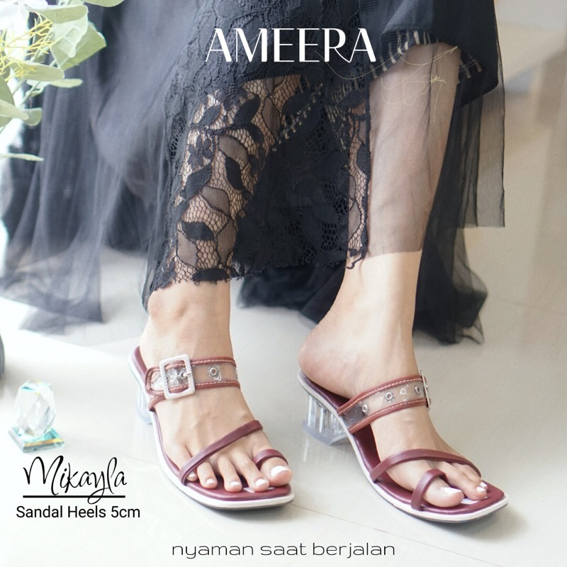 Sandal Heels Kaca Hak Tahu Chunky Ameera JP-10 New Trend 2023 Terbaru Kekinian