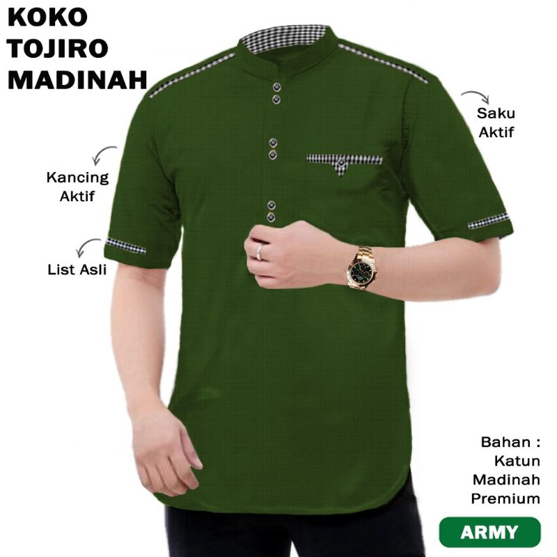 Baju Atasan Muslimin Koko Pria KOKO TOJIRO MADINAH Bahan Toyobo MADINAH Berkualitas TERMURAH