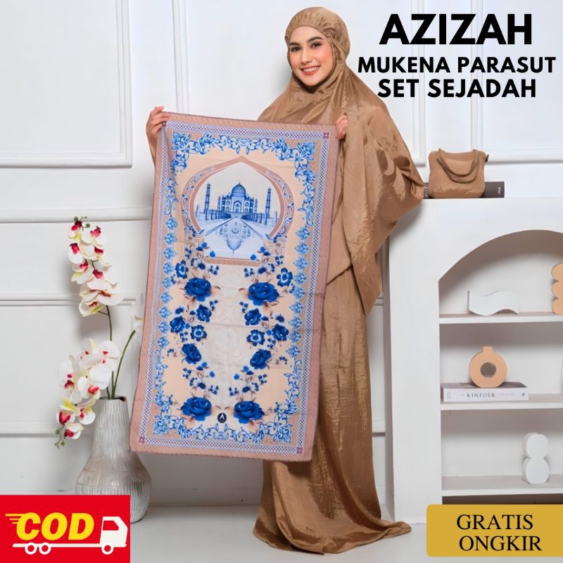 Mukena Parasut Azizah Terusan Dewasa Set Sajadah Parasit Premium Jumbo Adem Terbaru 2023/Mukenah Tra