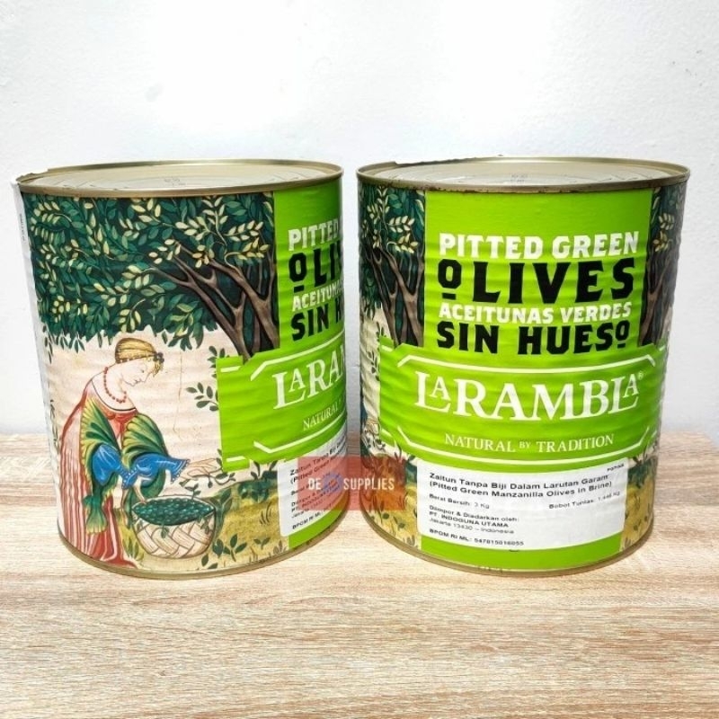 

QH La Rambla Pitted Green Manzanilla Olives 3kg - Buah Zaitun Olive Hijau