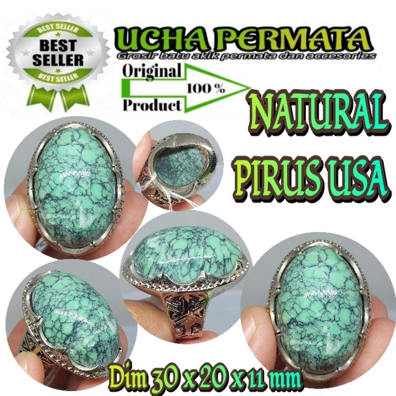 cincin pirus usa / pirus hijau hitam jumbo / asli natural