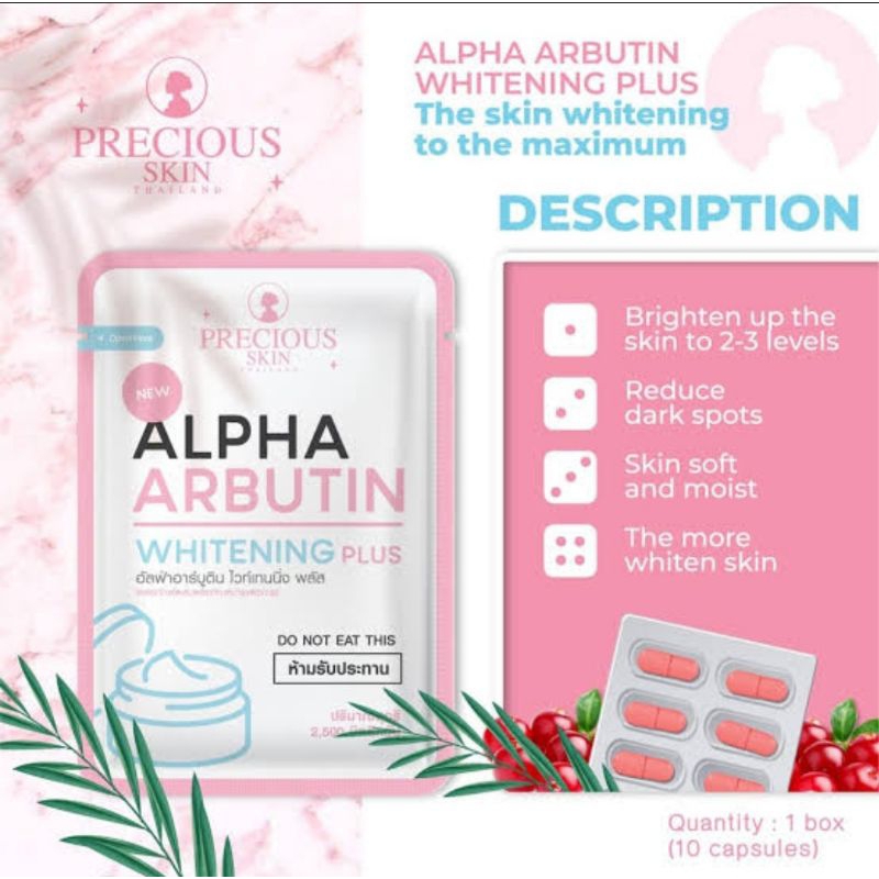 Precious Skin Alpha Arbutin Whitening Plus Powder Pemutih Instant Kapsul!!