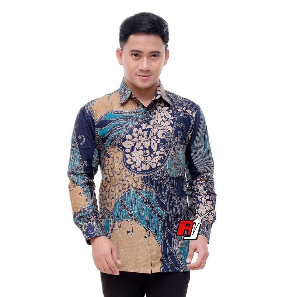 Atasan Kemeja Batik Pria Dewasa Lengan Panjang BSWART 100060 Baju Kondangan Kerja Pakaian Pria Termurah Premium