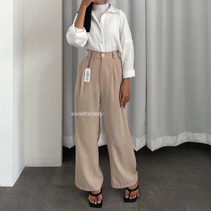 SIVALI Loose Pants 332 PETITE SIZE - Celana Kulot Polyester Anti Kusut - Trousers Kantor Formal / Casual