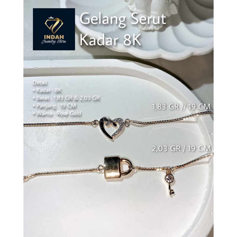 Gelang Serut Love dan Gembok kadar emas 375%