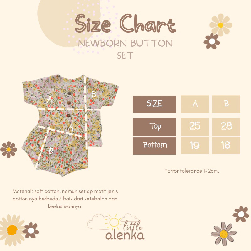 Alenka - Newborn Button Set / Setelan Baju Bayi (Kancing)