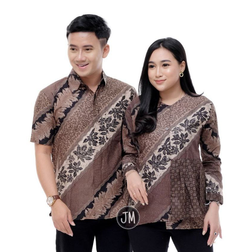 Baju Batik Couple Pasangan Blouse Batik Wanita Lengan Panjang Motif Batik Guru Wanita Bahan Full Kat