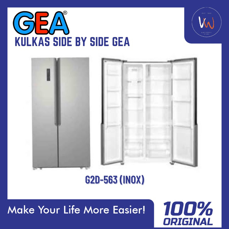 Kulkas Side by Side Gea G2D-563 INOX / Kulkas 2 Pintu / Kulkas Jumbo / FREE ONGKIR CIKAMPEK, KRW KOT