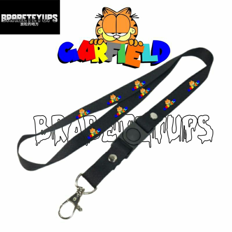 

Lanyard GARFIELD Tali Lanyard Cartoon Gantungan Leher Name Tag Id Card / Pods / Brand lokal