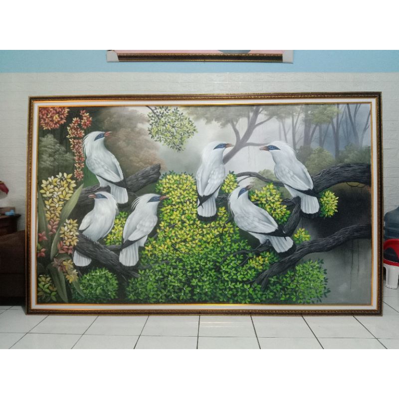lukisan burung jalak bali ukuran besar