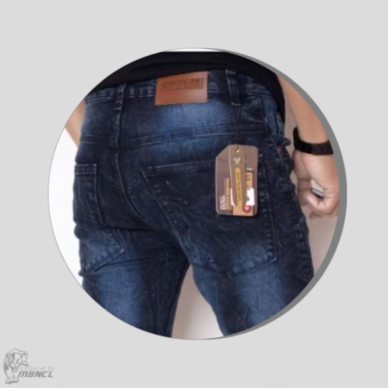 Celana Jeans Bikers Pria Panjang Sobek Lutut Slimfit Denim Ripped Model Pensil