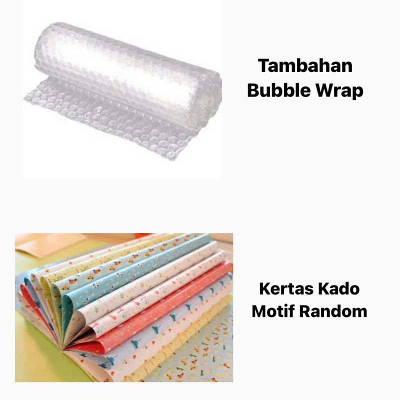 

Bubble Wrap dan Kertas Kado Tambahan