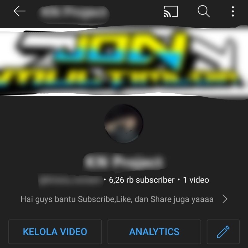 AKUN YOUTUBE 6.200 Subscriber (musik) Akun Tahun 2021