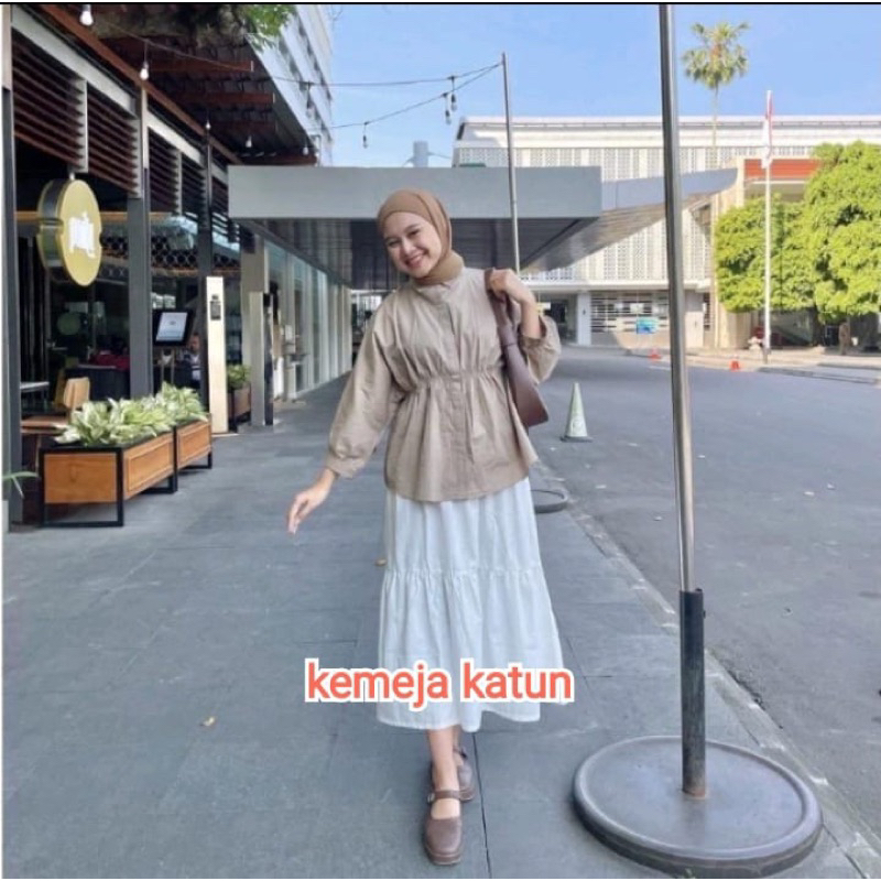 KEMEJA CEWEK KERUT KATUN TERBARU