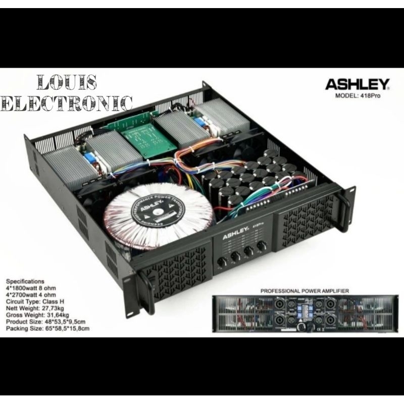 Power Amplifier ASHLEY 418Pro 418 Pro 418 Class H 4 Channel ORIGINAL