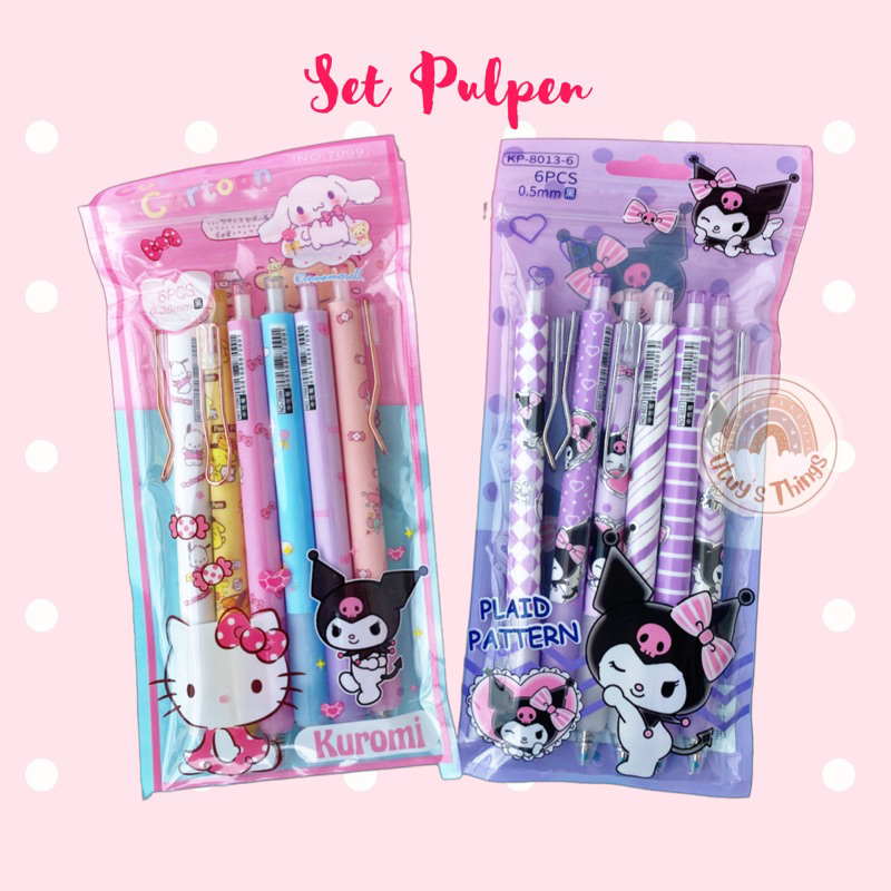 

Set Pulpen model Kuromi dan Hello Kitty 1 pack isi 6 pcs